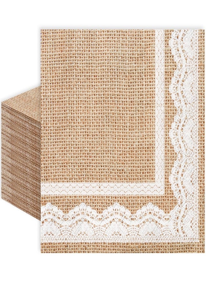 Whaline حزمة 100 من مناديل الكوكتيل القماشية البنية الطبيعية مع طباعة ريفية من وايلين، 3 طبقات، مناديل بيضاء مزخرفة، مناديل عشاء قابلة للتخلص منها لحفلات الزفاف وأعياد الميلاد وحفلات المزرعة، 5 × 5 بوصة - Image 1