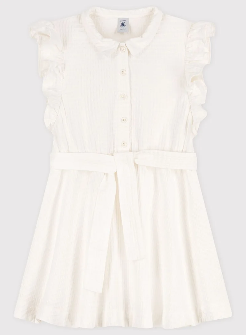 Petit Bateau Kids Frill Midi Dress