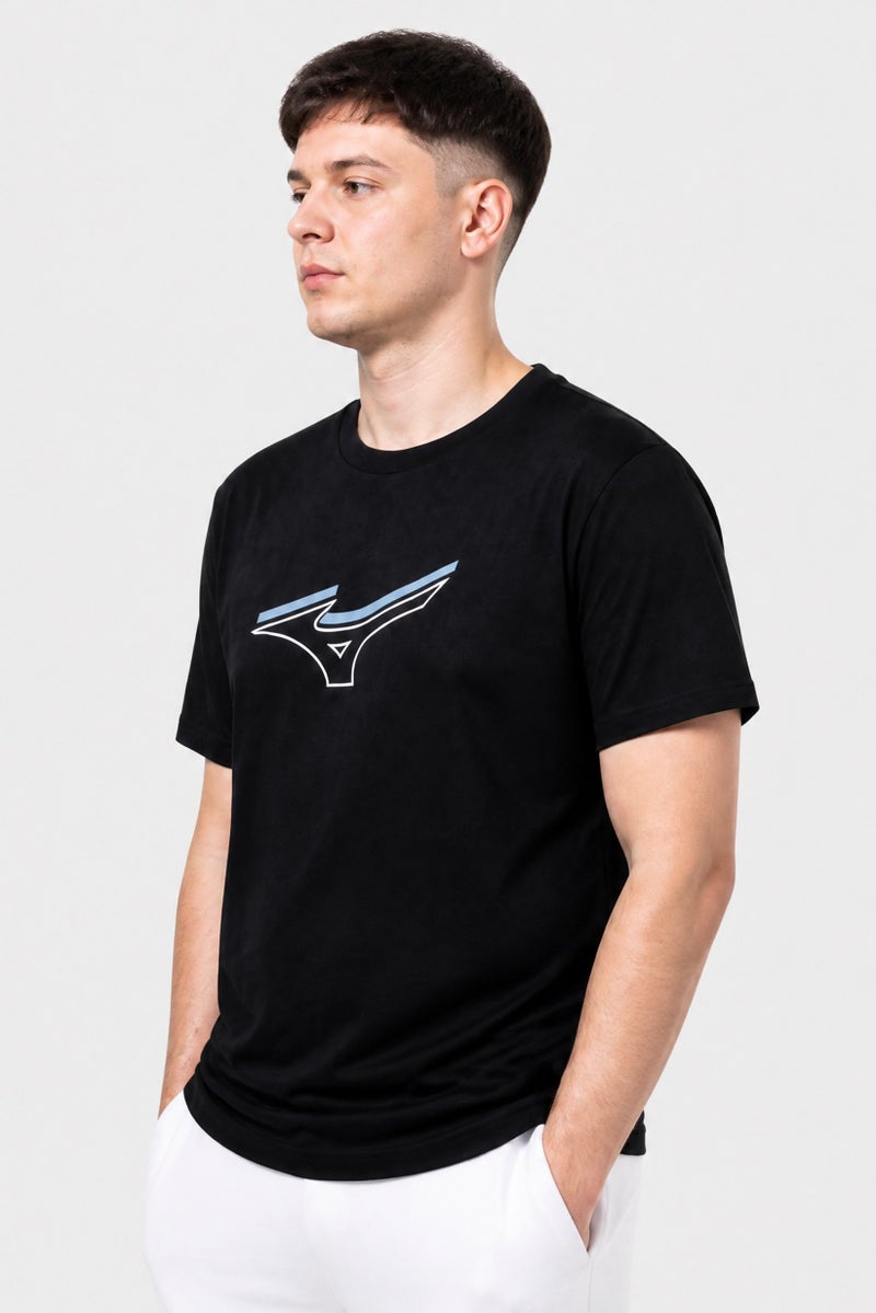 Mizuno Men Sportswear Fit Short Sleeve Outdoor T-Shirt, Black - Image 3