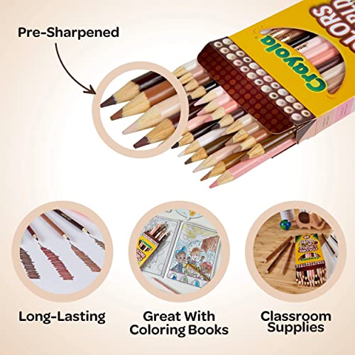Crayola Colors of the World Colored Pencil Set (24ct), Skin Tone Colored Pencils for Kids, Coloring Book Pencils, Gifts for Kids - Image 5
