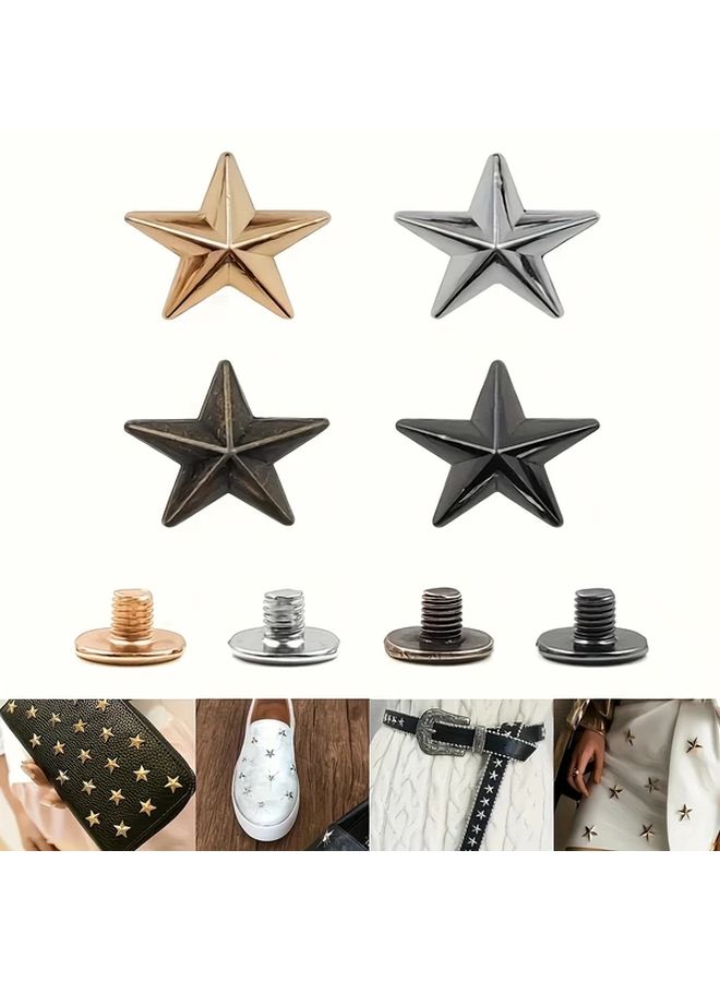 4 Sets 16mm Gun Color Metal Star Grommets For DIY Leather Craft Belts Bags Shoes Hats Clothes And Scrapbooking Alloy Durable Accessories - Image 1