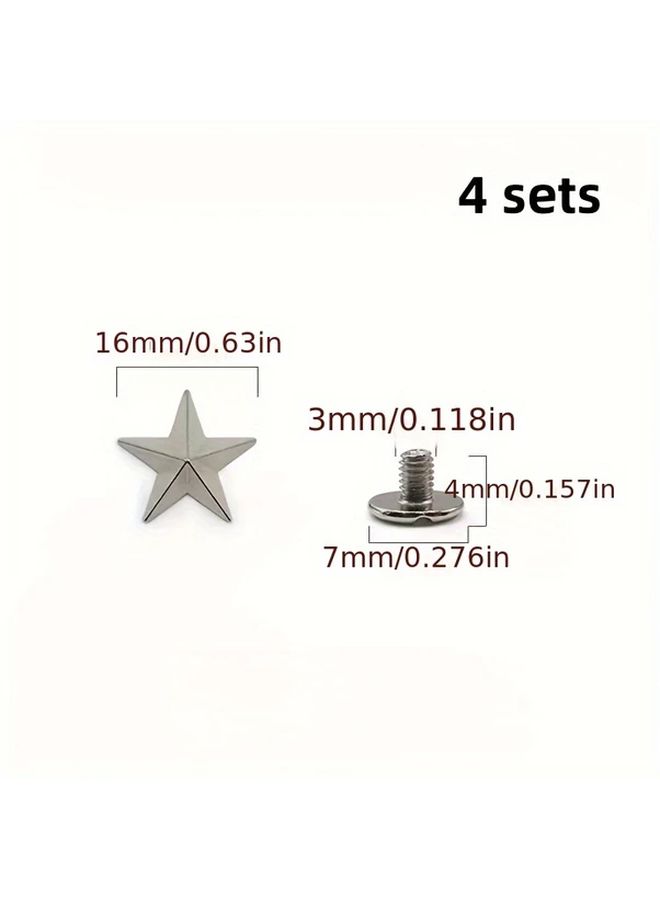 4 Sets 16mm Gun Color Metal Star Grommets For DIY Leather Craft Belts Bags Shoes Hats Clothes And Scrapbooking Alloy Durable Accessories - Image 2