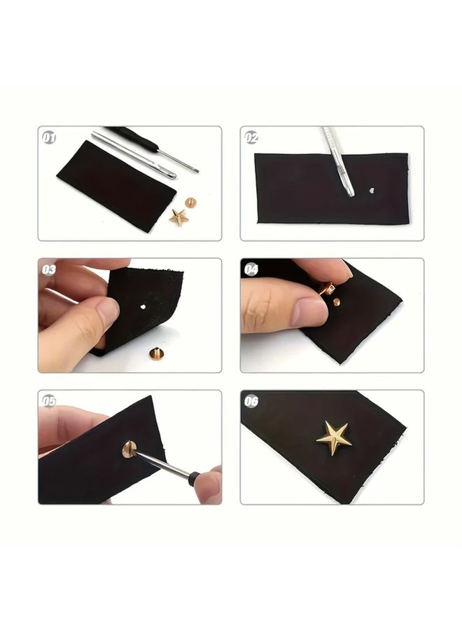 4 Sets 16mm Gun Color Metal Star Grommets For DIY Leather Craft Belts Bags Shoes Hats Clothes And Scrapbooking Alloy Durable Accessories - Image 3