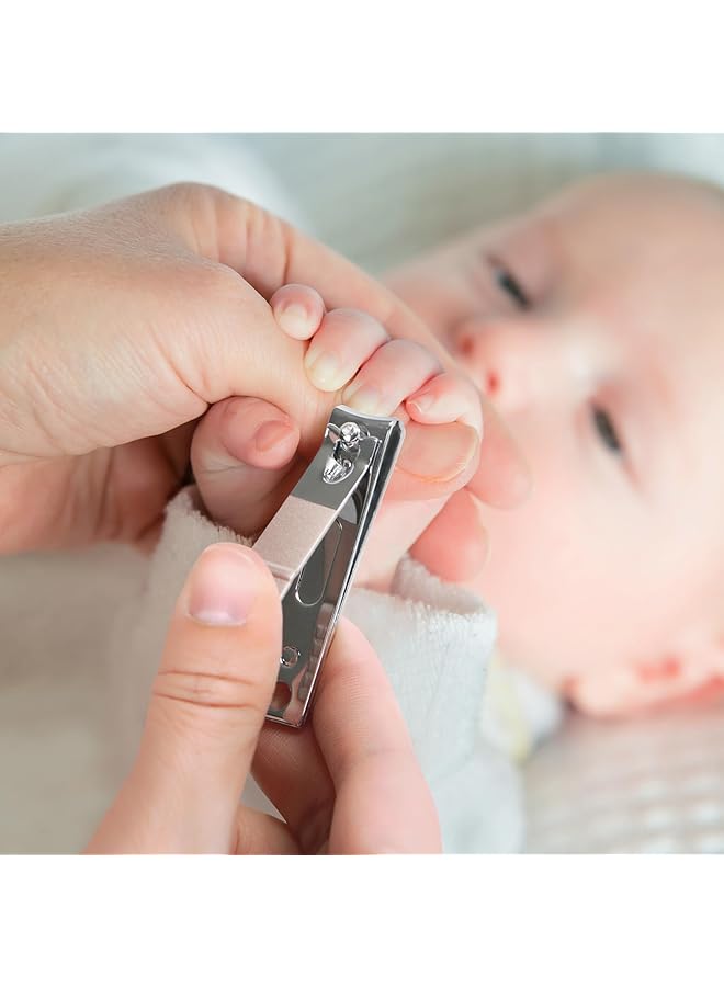 haakaa Baby Nail Clippers 6 In 1 Baby Nail Care Kit With Pu Storage Case Nail Scissor Cuticle Pusher 2 Nail Files Nail Clipper & Tweezer Baby Manicure Set For Babies White - Image 2