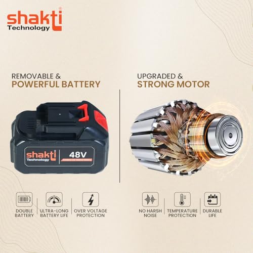 Shakti Technology CP-02 Cordless Portable 48V Wireless Pressure Washer Gun - 12000mAh High Pressure Water Gun for Car and Bike Wash, Carbon Brush Motor, 5M Hose Pipe, Double Battery Included - Image 3