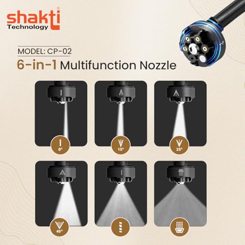Shakti Technology CP-02 Cordless Portable 48V Wireless Pressure Washer Gun - 12000mAh High Pressure Water Gun for Car and Bike Wash, Carbon Brush Motor, 5M Hose Pipe, Double Battery Included - Image 4