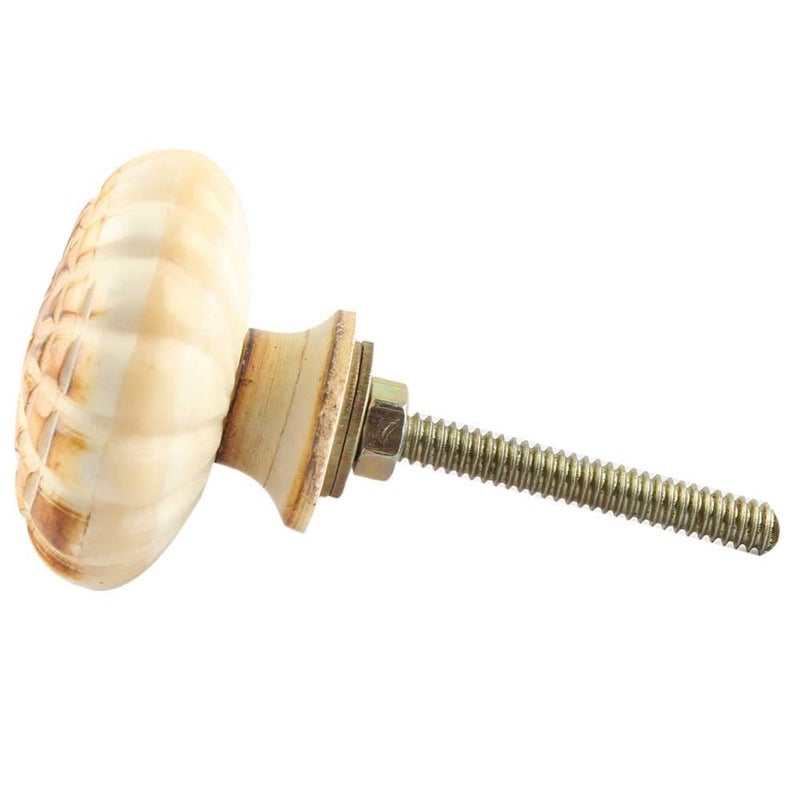 Indian-Shelf IndianShelf 4 Piece Mustard Knobs Bone Wardrobe Knobs and Handles Star Pooja Room Door Handles 381 cm Handle Pulls  - Image 3