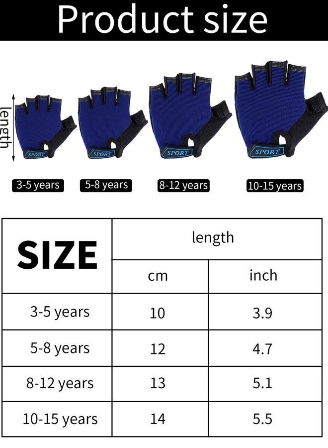 BOAO 3 Pairs Kids Half Finger Gloves Sport Gloves Non-Slip Gel Gloves for Children Cycling Riding Biking (5 - 8 Years) - Image 3