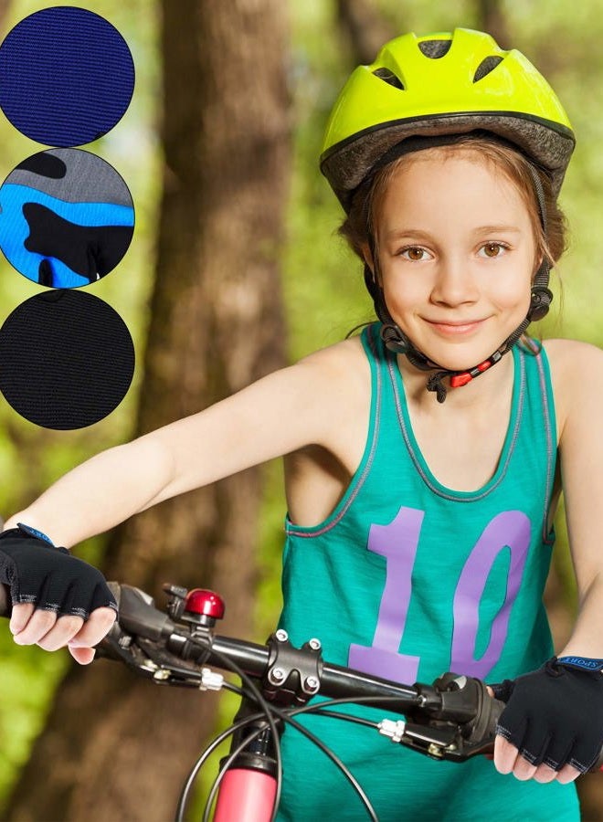 BOAO 3 Pairs Kids Half Finger Gloves Sport Gloves Non-Slip Gel Gloves for Children Cycling Riding Biking (5 - 8 Years) - Image 2