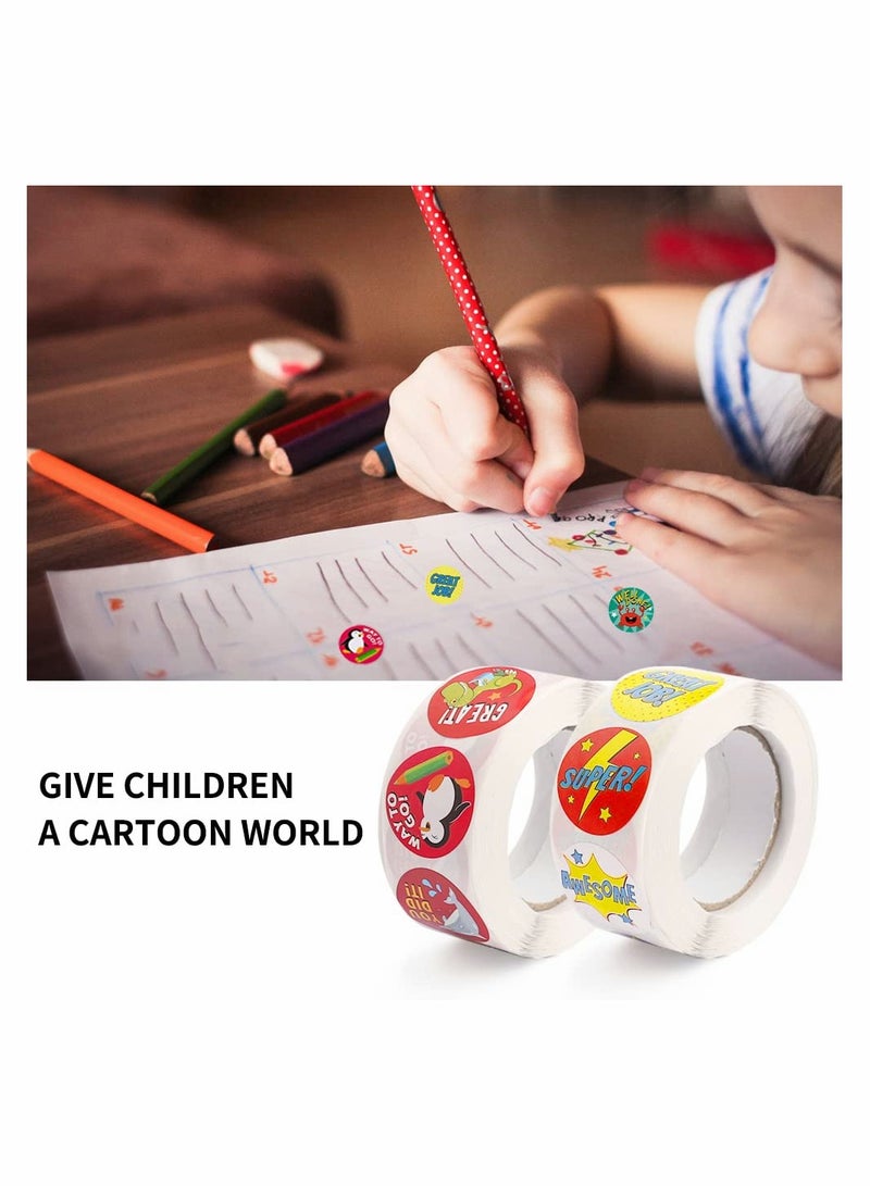 Zikra Reward Stickers, 4 Roll Teacher Stickers 1 Inch School Stickers with 24 Assorted Designs, Teacher Supplies for Student Kids Classroom (Multicoloured4) 2000 Pcs - Image 4