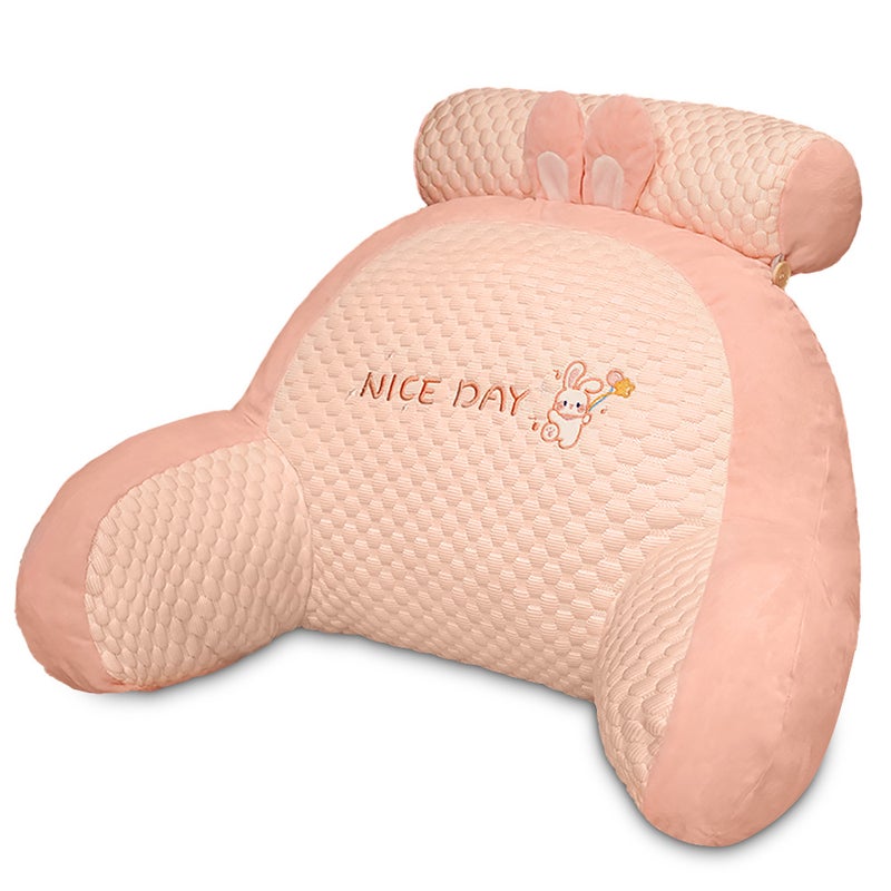 Sit Up Pillow for Bed: Breathable Ice Silk & PP Cotton Filling - Spine-Adapted Back Support, Detachable Washable Cover for Adult Bed Reading, Watching Tv, Laptop Work - Image 1