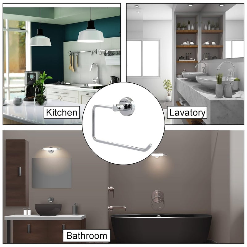 eonic eonic Stainless Steel Napkin Holder for Bathroom Wall Mounted Towel Ring Hanger for Kitchen and Wash Basin Chrome Finish  - Image 5