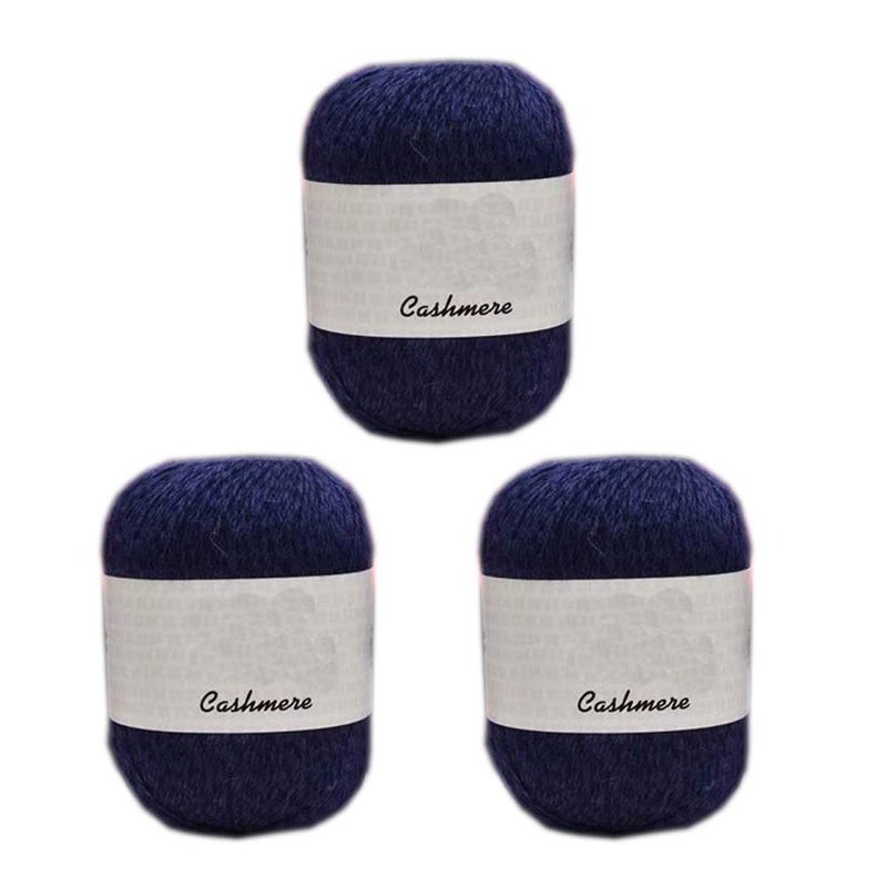 TrueValue Truevalue 3 Balls 100 Cashmere Merino Wool Blend Yarn Soft Cashmere Thread Knitting Crochet Fuzzy Yarn for DIY Sweater Scarf Gloves Total 150g AB Blue 