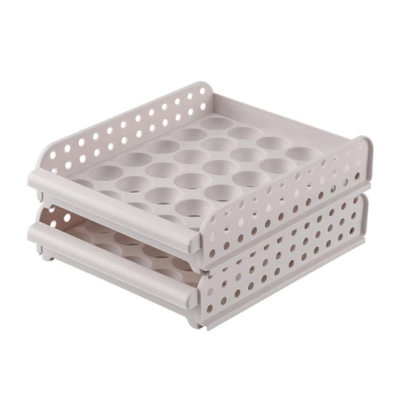 Double Layer Stackable Egg Storage Container With Removable Tray Refrigerator Organizer - Image 2