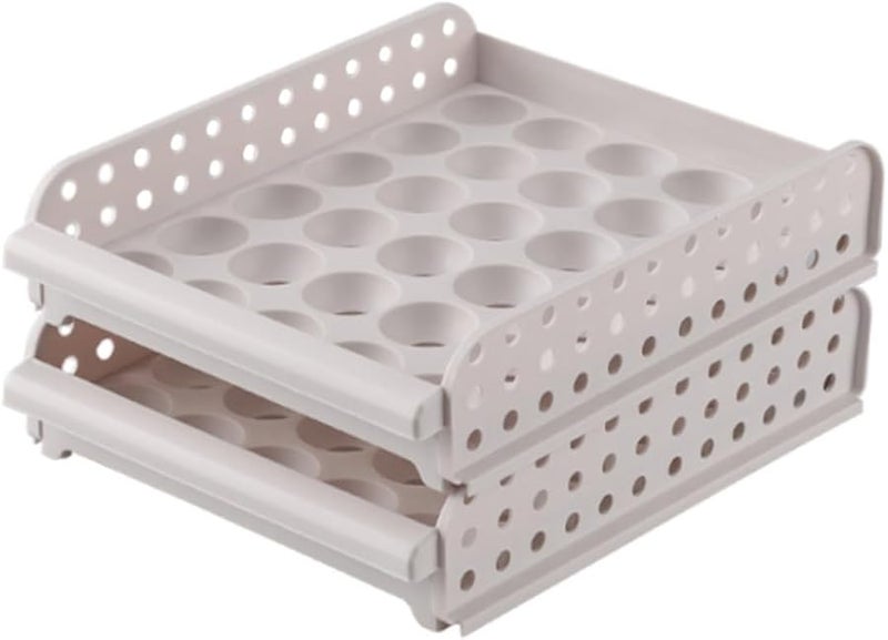 Double Layer Stackable Egg Storage Container With Removable Tray Refrigerator Organizer - Image 1