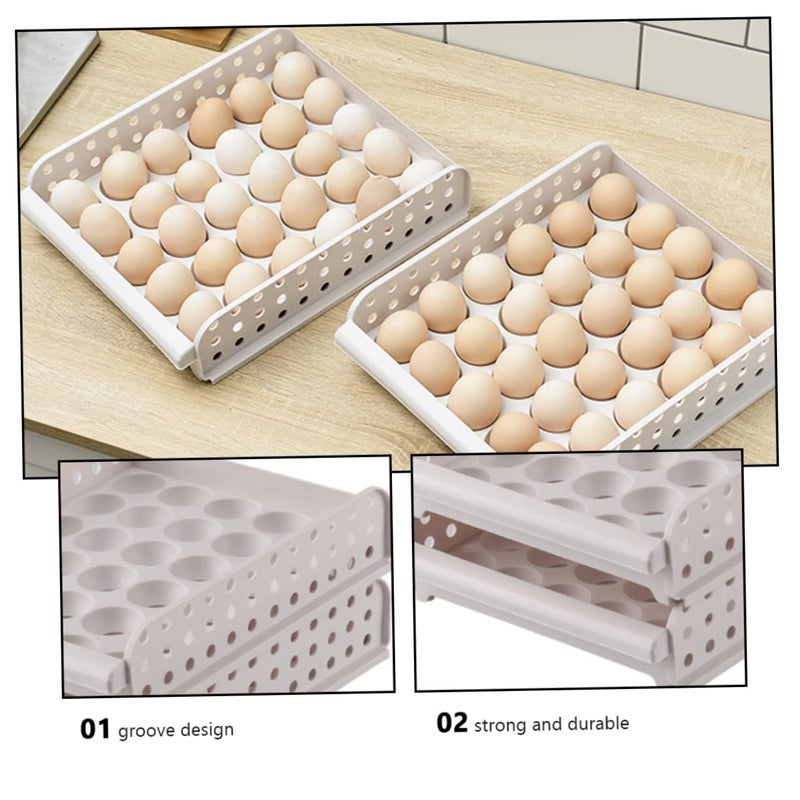 Double Layer Stackable Egg Storage Container With Removable Tray Refrigerator Organizer - Image 4