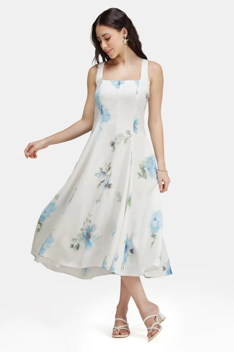 فيرجيو Floral Tencel Fit & Flare Midi Dress for Women