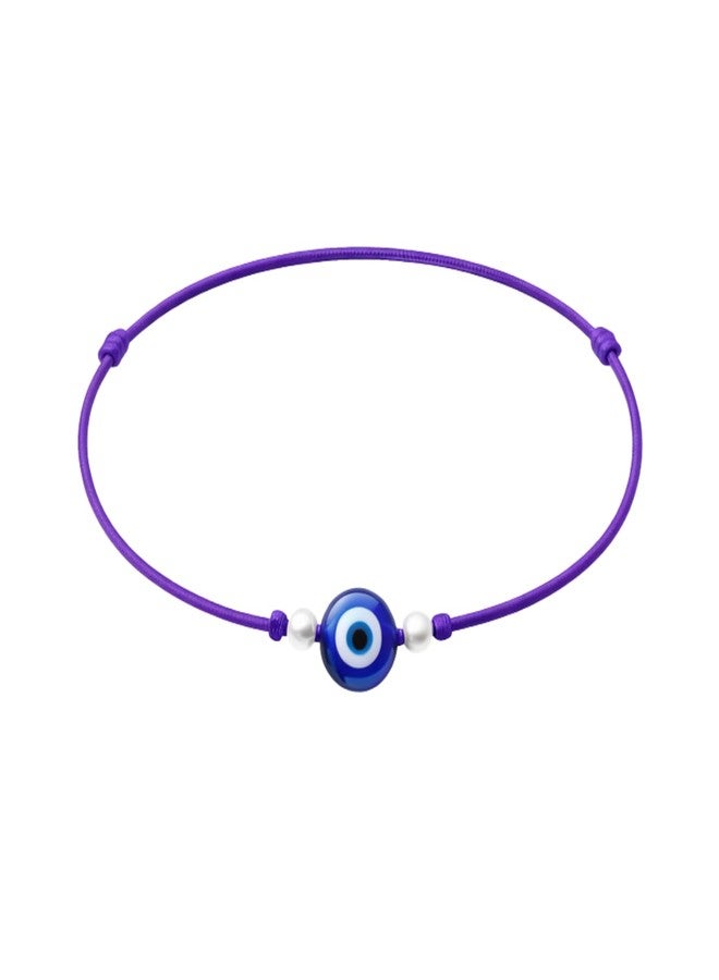 DARSHRAJ 925 Sterling Silver Evil Eye Purple Thread Anklet | Handmade Nazariya Protection | Boho Ankle Bracelet | Adjustable Minimal Dainty Foot Jewelry | Lucky Charm for Women | Girls - Image 1