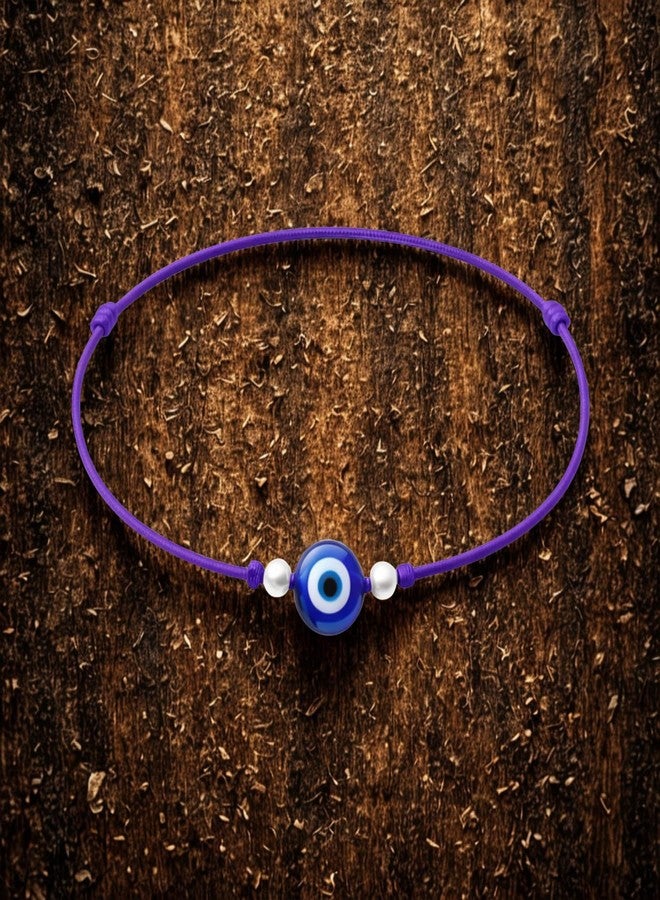 DARSHRAJ 925 Sterling Silver Evil Eye Purple Thread Anklet | Handmade Nazariya Protection | Boho Ankle Bracelet | Adjustable Minimal Dainty Foot Jewelry | Lucky Charm for Women | Girls - Image 4