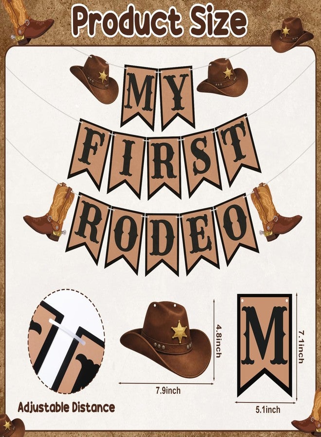 Maitys Western My First Rodeo Birthday Banner Cowboy Hat Boot Cutouts - Image 2