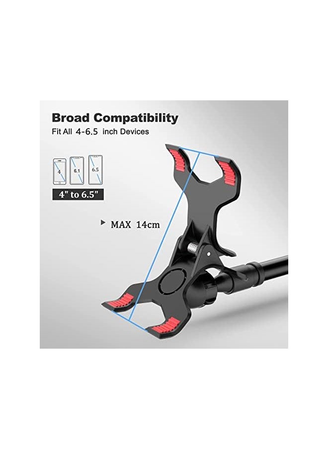 X spring Gooseneck Phone Mount Total Length 110Cm Gooseneck Bed Phone Mount Lazy Holder With 360 Degree Adjustable Clip Cell Phone Mount Stand For Bed Desk Cell Phones Below 6.5 Inches Black  - Image 3