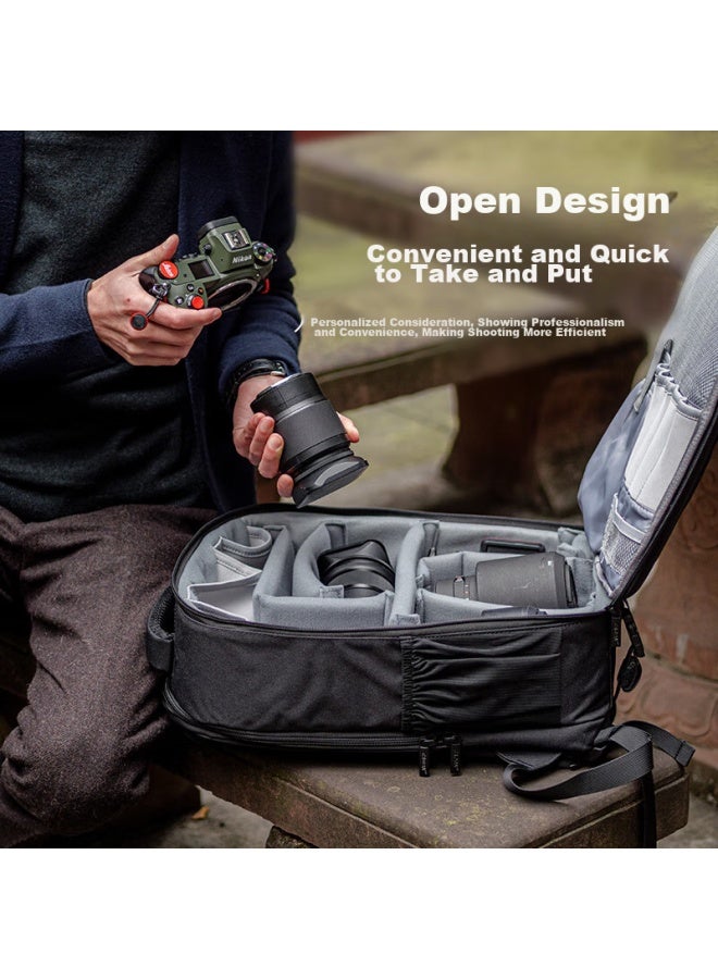 كواتكون Cwatcun حقيبة ظهر للكاميرا Dslr، حقيبة كتف محمولة، مناسبة لـ Canon و Nikon و Sony، متعددة الوظائف، مقاومة للماء، حقيبة تصوير مريحة - Image 5