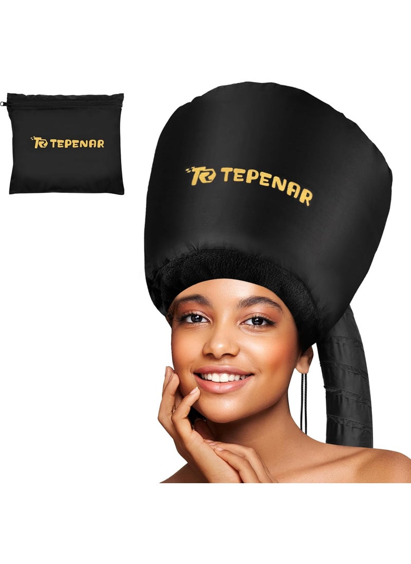 TEPENAR Hair Dryer Bonnet  Upgraded Extra Large Soft Adjustable Hooded Cap for Fast Hair Styling and Care 