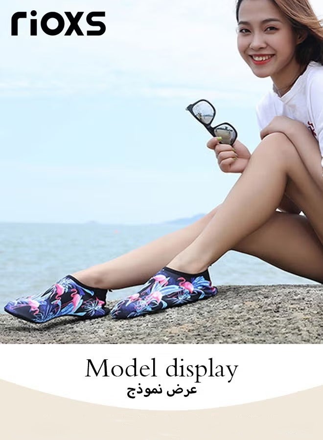 RIOXS Women's Athlesiure Barefoot Shoes, Ladies Flat Comfort Shoes, Quick Dry Aqua Socks Shoes, Non-Slip Summer Beach Swimming Pool Barefoot Shoe, Adults Youth Walk Socks Shoes, Barefoot Yoga Exercise Sports Socks Shoes for Women, Camping Cruise Surf Sport Must Haves, Flamingo Slip-ons Socks Footwear - Image 3