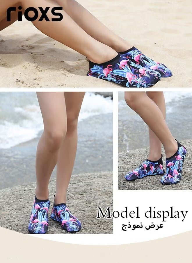 RIOXS Women's Athlesiure Barefoot Shoes, Ladies Flat Comfort Shoes, Quick Dry Aqua Socks Shoes, Non-Slip Summer Beach Swimming Pool Barefoot Shoe, Adults Youth Walk Socks Shoes, Barefoot Yoga Exercise Sports Socks Shoes for Women, Camping Cruise Surf Sport Must Haves, Flamingo Slip-ons Socks Footwear - Image 2