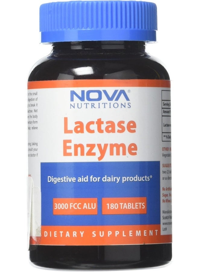 Nova Nutritions Lactase Enzyme 3000 FCC ALU 180 Tablets - Image 1