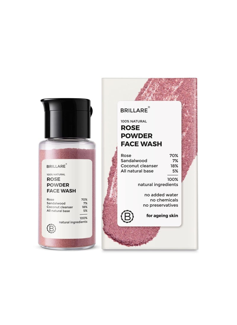 BRILLARE Brillare Rose Face Wash, Anti Ageing Skin, Sandalwood & Coconut Face Wash for Hydration, Reduce Wrinkles & Provides Supple Look, 100% Natural Powder Face Wash, 15g  - Image 1