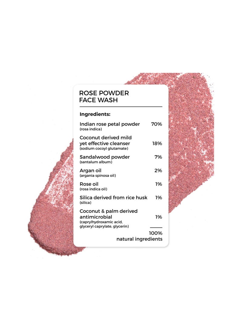 BRILLARE Brillare Rose Face Wash, Anti Ageing Skin, Sandalwood & Coconut Face Wash for Hydration, Reduce Wrinkles & Provides Supple Look, 100% Natural Powder Face Wash, 15g  - Image 2
