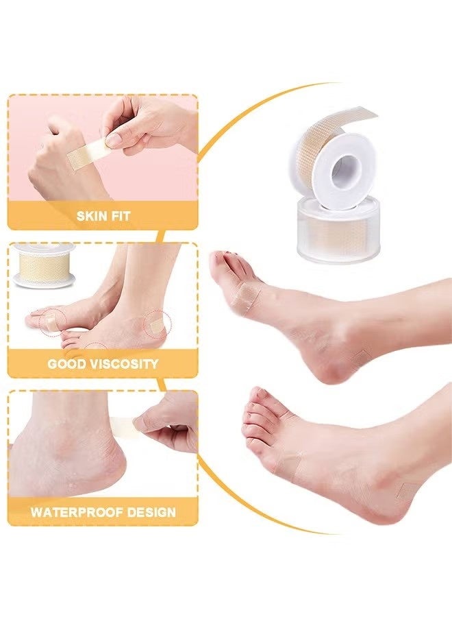 2 Rolls Heel Stickers, Silicone Gel Tape Protector, Blister Prevention Bandaids for Feet, Hand Foot Bandage for Calluses Tender Spots Shoe Friction (2 x 100cm, Light Yellow) - Image 2