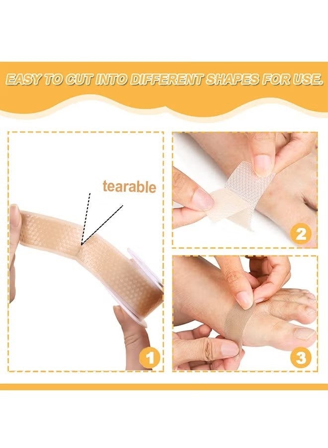 2 Rolls Heel Stickers, Silicone Gel Tape Protector, Blister Prevention Bandaids for Feet, Hand Foot Bandage for Calluses Tender Spots Shoe Friction (2 x 100cm, Light Yellow) - Image 3