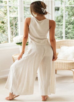 YUNIQEE White Plain/Basic Top With Palazzo  - Image 2