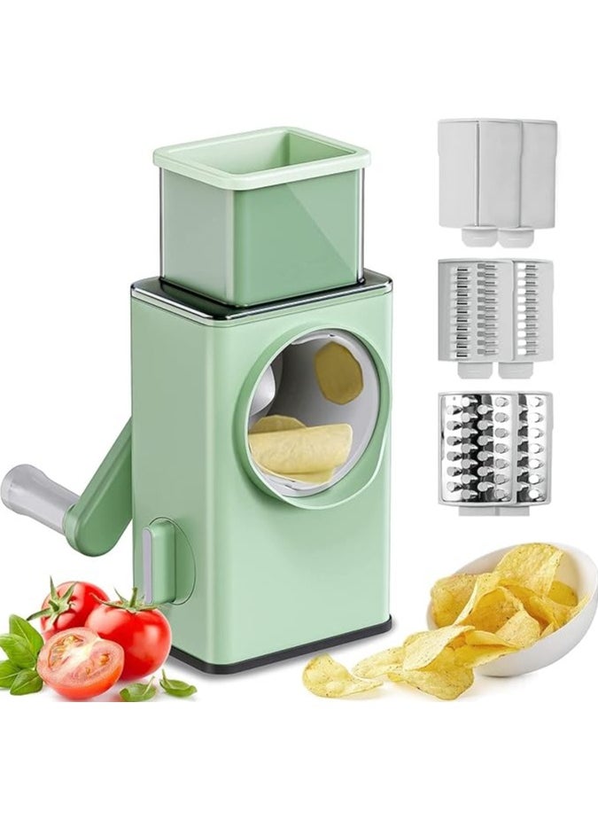 Cutter Multifunctional Vegetable Cutter Chopper Rotary Cheese Grater 3-in-1 Shredder Slicer Grinder Salad Maker Machine with Stainless Steel Roller Blades for Vegetable Fruit Nut  - Image 1