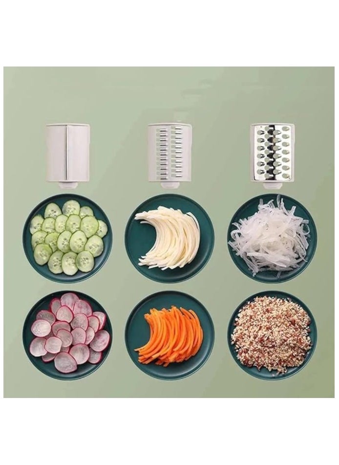 Cutter Multifunctional Vegetable Cutter Chopper Rotary Cheese Grater 3-in-1 Shredder Slicer Grinder Salad Maker Machine with Stainless Steel Roller Blades for Vegetable Fruit Nut  - Image 5