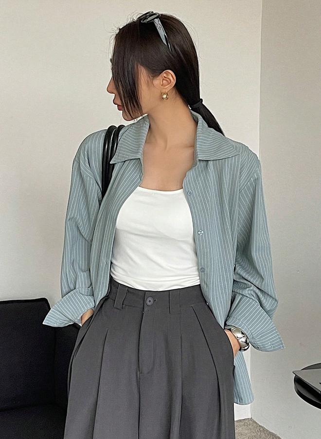 تايك تو بلوزة مخططة بقصة مريحة وأكمام طويلة - Image 3