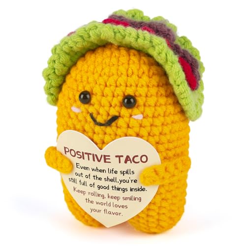 Soobeeke Positive Crochet Taco w/Message Card – “Even When Life Spills Out of the Shell, You’re Still Full of Good Things Inside” – Emotional Support Gifts, Self Care Gift for Christmas or Birthday - Image 1