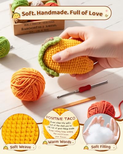 Soobeeke Positive Crochet Taco w/Message Card – “Even When Life Spills Out of the Shell, You’re Still Full of Good Things Inside” – Emotional Support Gifts, Self Care Gift for Christmas or Birthday - Image 3
