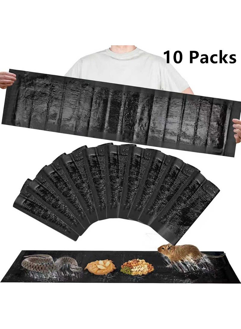 10 Pcs 47 Inch Ultra Large Sticky Mouse Glue Traps Sticky Rat Trap That Work for Rats Roaches Rodents Heavy Duty Pre Baited Mats Indoor Outdoor Catch Pest (Black) - Image 1