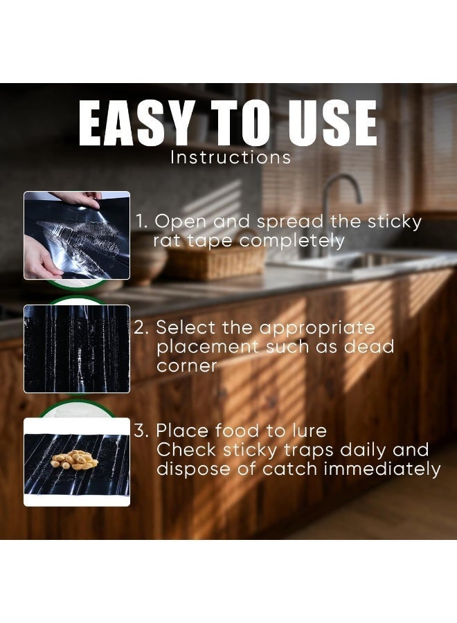 10 Pcs 47 Inch Ultra Large Sticky Mouse Glue Traps Sticky Rat Trap That Work for Rats Roaches Rodents Heavy Duty Pre Baited Mats Indoor Outdoor Catch Pest (Black) - Image 5