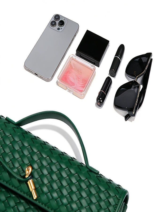 JYG Woven Handbag for Women Fashion Evening Shoulder Bag PU Leather Handmade Clutch Purse Dark Black Casual Crossbody Bags 2024 - Image 4