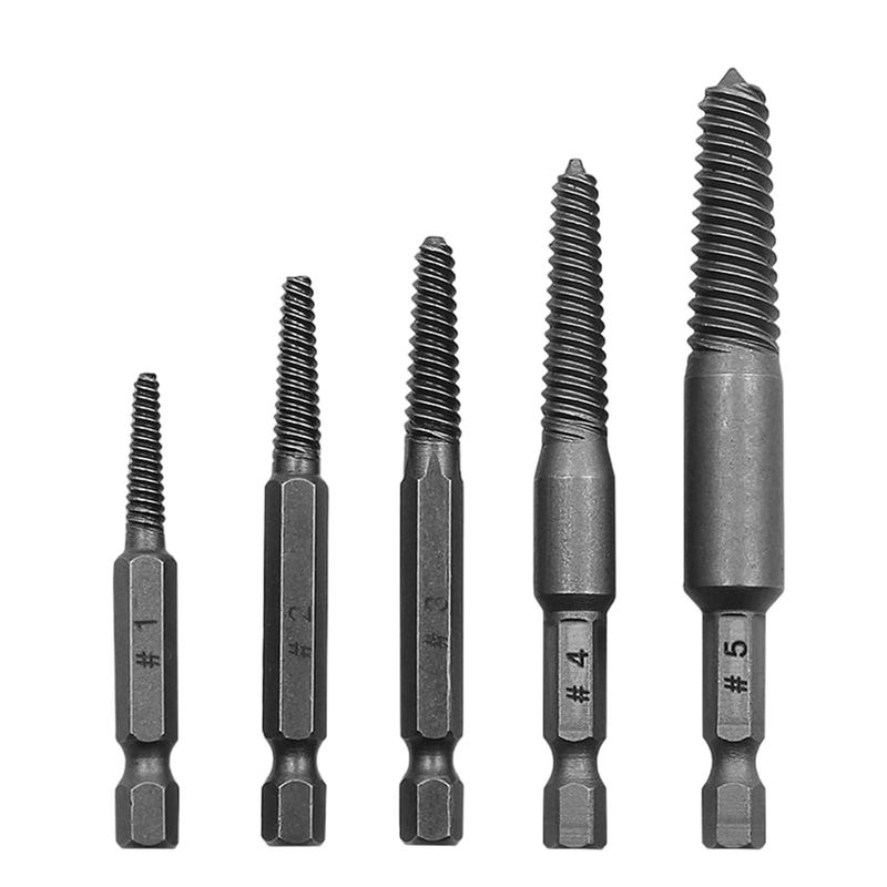 5x Screw Extractor Set Removal Tools Easy Out for Remove Stripped Screws  - Image 1