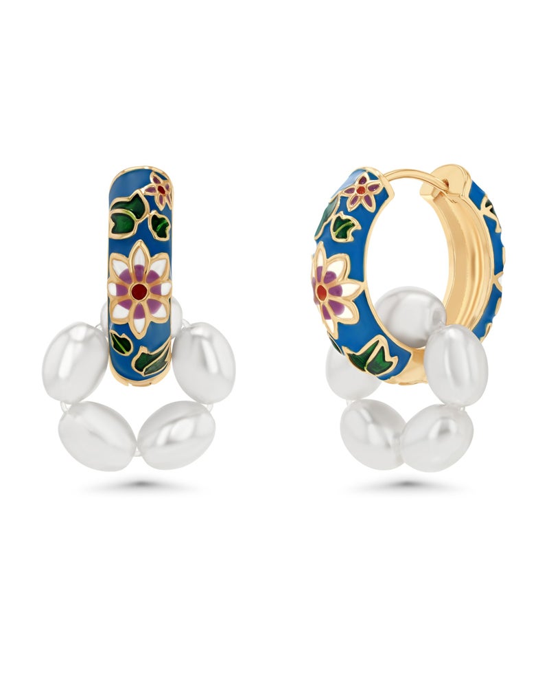SNGIA 18K gold plated Hoop Earrings, Pearl Earrings, 18K gold plated, Hypoallergenic, Boho, Chunky & Small Sizes, Perfect for Women & Special Occasions, Two Ways to Wear with Removable Pearls - Image 1