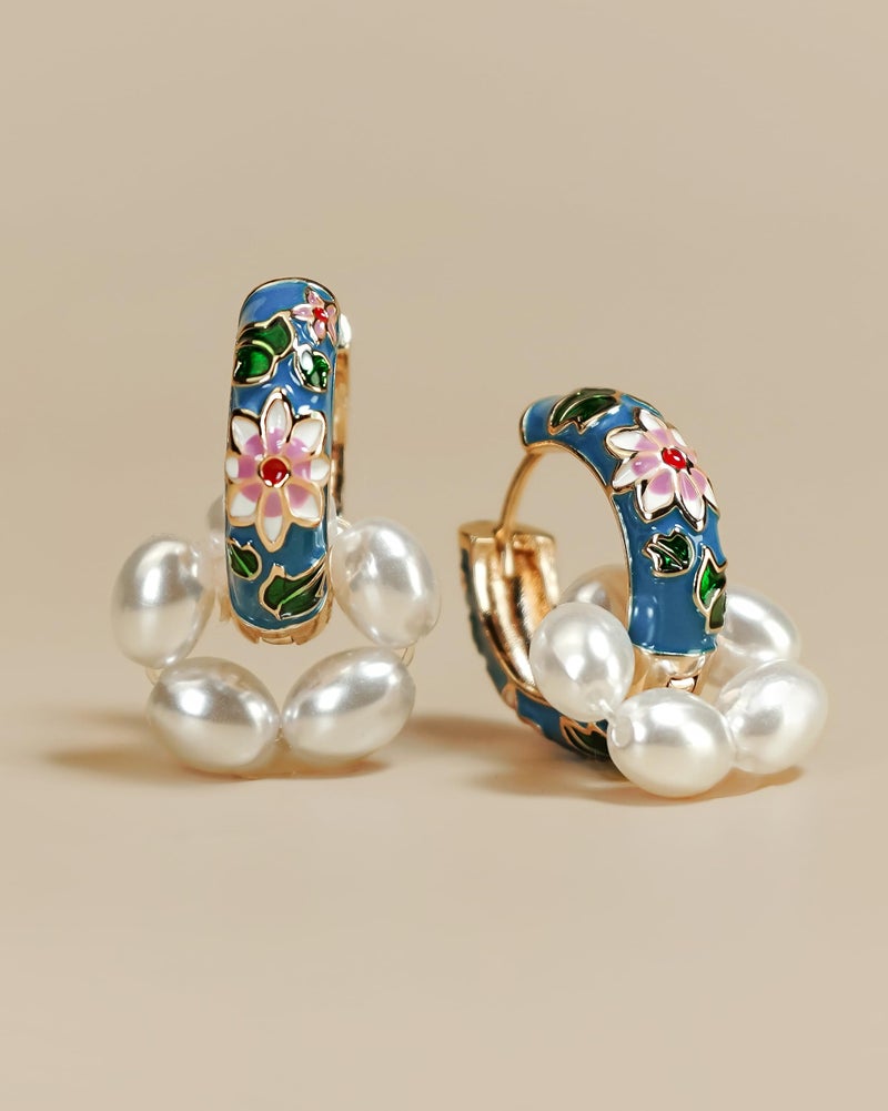 SNGIA 18K gold plated Hoop Earrings, Pearl Earrings, 18K gold plated, Hypoallergenic, Boho, Chunky & Small Sizes, Perfect for Women & Special Occasions, Two Ways to Wear with Removable Pearls - Image 4