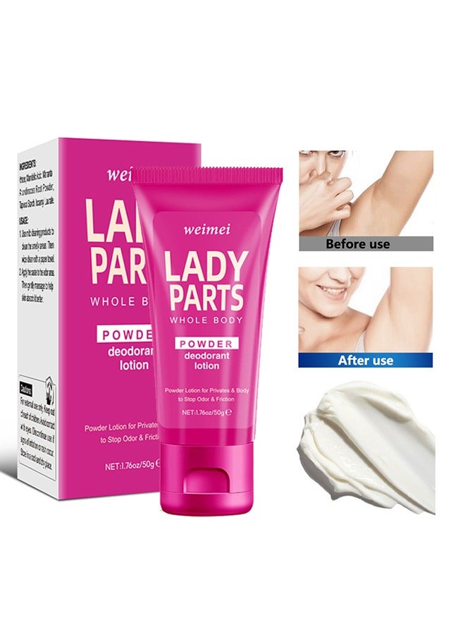 WEIMEI Lady Parts Whole Body Powder Deodorant Lotion ，Powder Lotion For Privates & Body To Stop Odor & Friction - Aluminum Free - Image 1