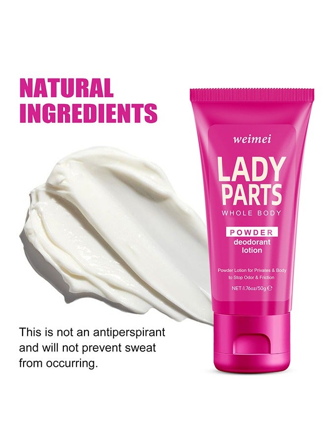 WEIMEI Lady Parts Whole Body Powder Deodorant Lotion ，Powder Lotion For Privates & Body To Stop Odor & Friction - Aluminum Free - Image 2