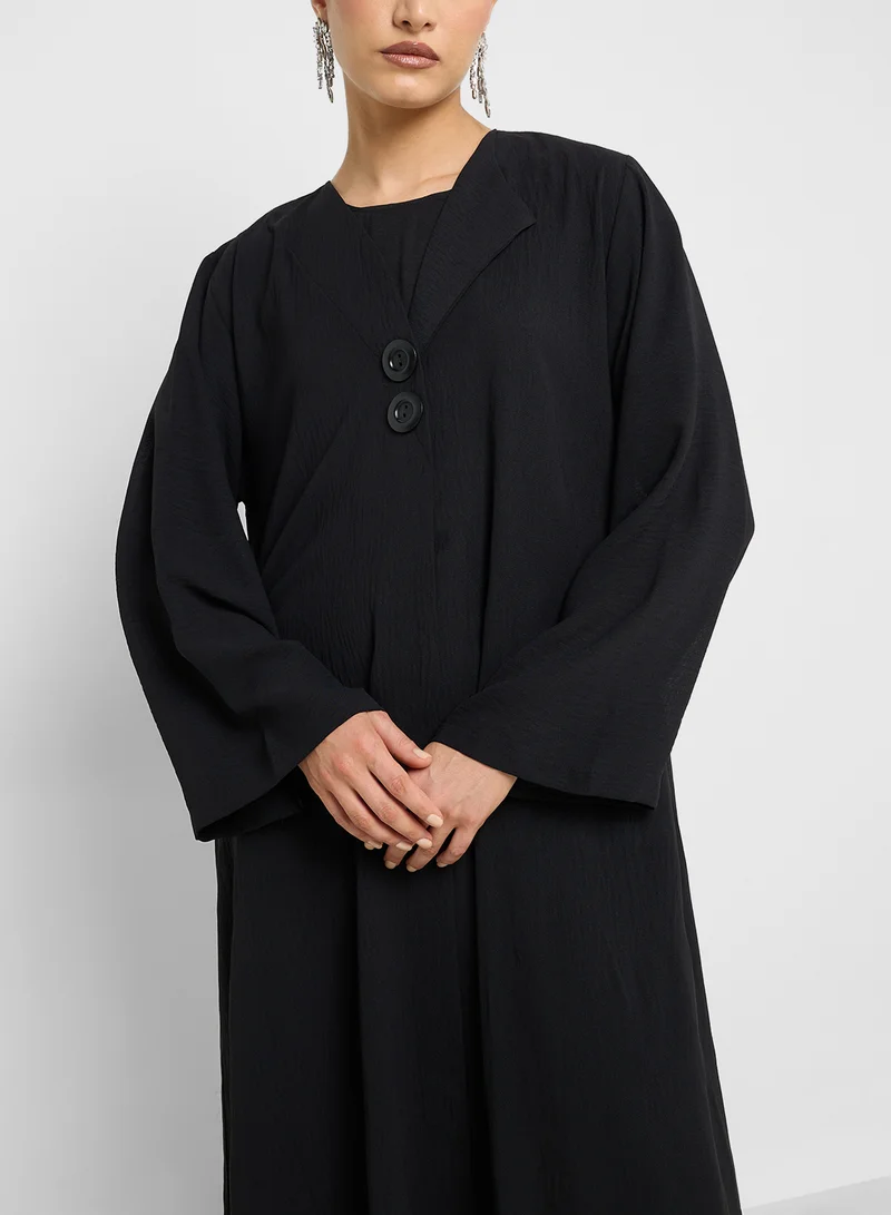 hayas closet Button Detail Abaya