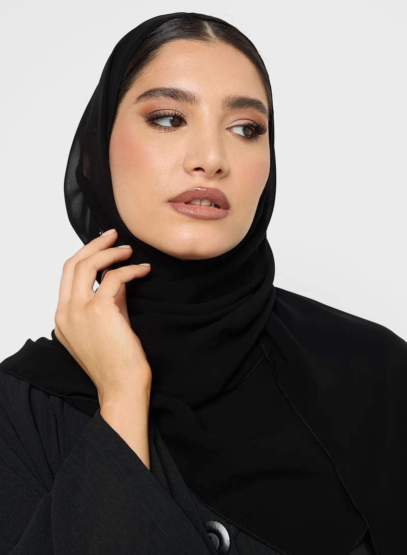 hayas closet Button Detail Abaya